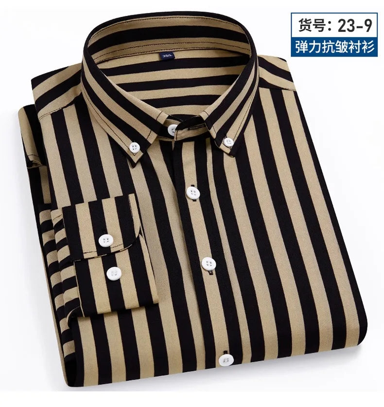 Camisa Social Masculina Listrada Manga Longa – Estilo Business Casual Elegante