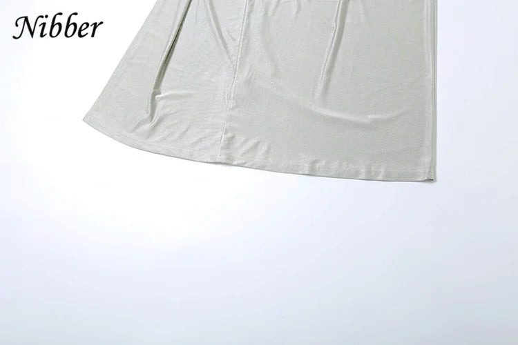 Nibber Irregular Hollow Dress Women Ruched Diagonal Collar Shorts Sleeve Waistless Slits Street Trend Temperament Long Bodycon