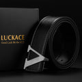Cinto de design LUCKACE para homens, moda feminina, luxo, letras, fivela lisa, liga, fivela em V, cintos de couro, presentes, cintura