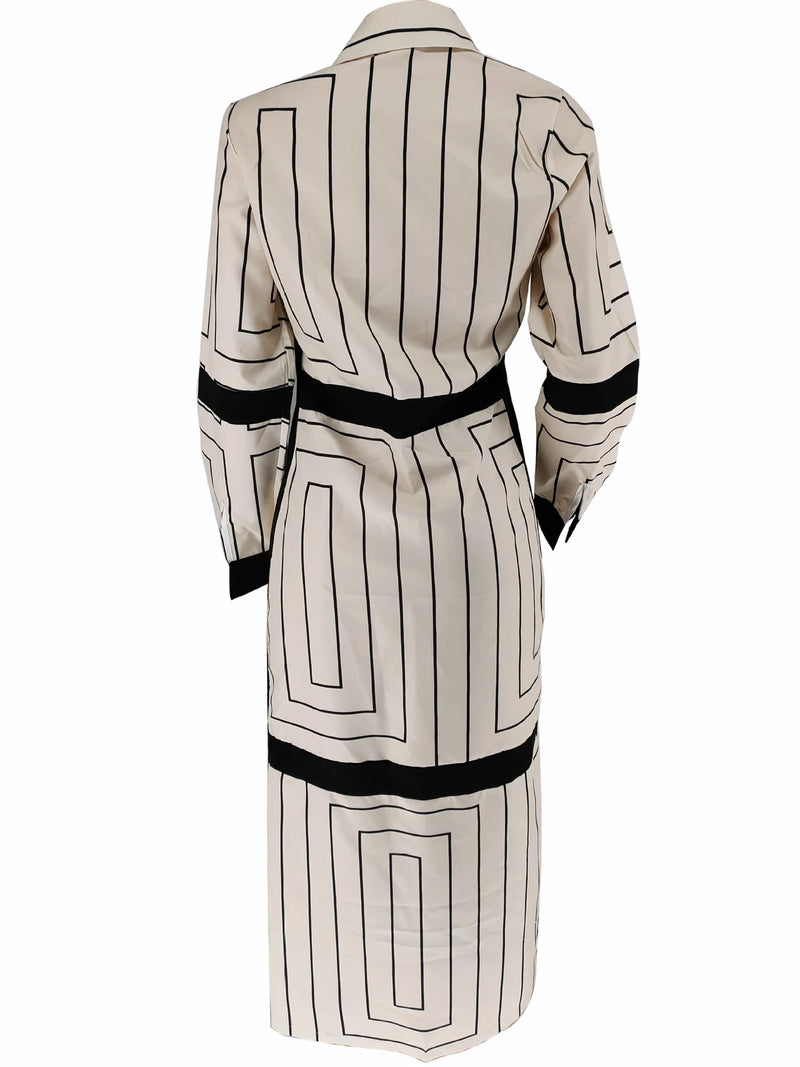 New Fashion Shirt Long Dress Women's Turn Down Button Elegant Office Lady Long Sleeve Dresses Women Casual Striped Maxi Dress