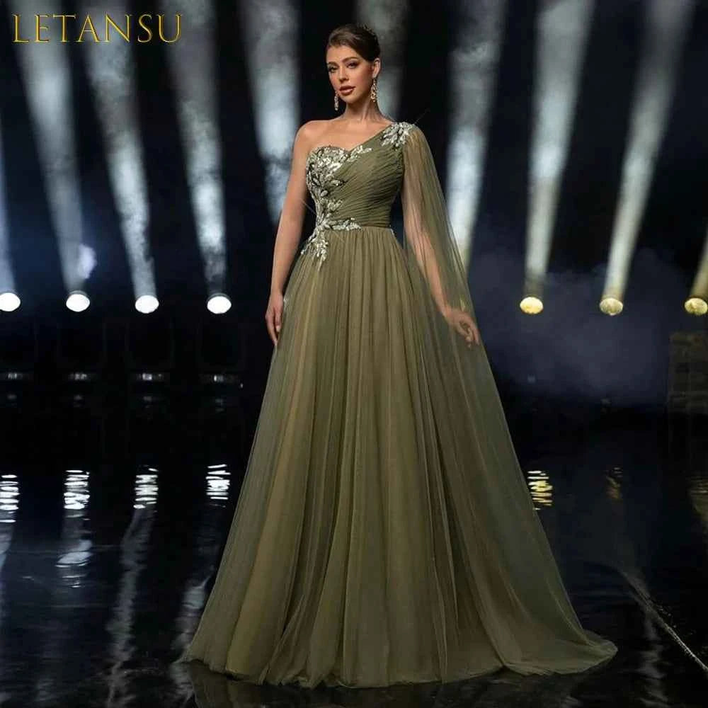 Customized Sequin Floral Prom Dress One Shoulder Tulle Evening Dress Women’s Elegant Quinceanera Party Dress for Special Events