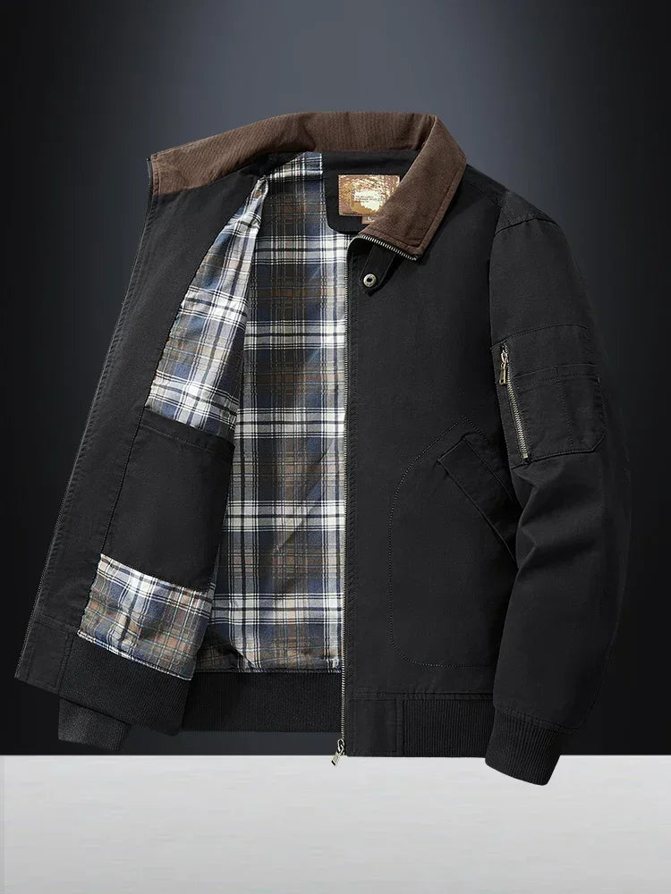 LIBIELIY   TRAF 2025 Spring And Autumn Men's Wash Jacket Comfortable Multi-Pocket Cotton Stand Collar Cargo Jacket Men's