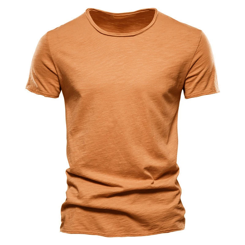 100% algodão camiseta casual macia fitness camisetas finas roupas masculinas gola redonda manga curta camiseta sólida