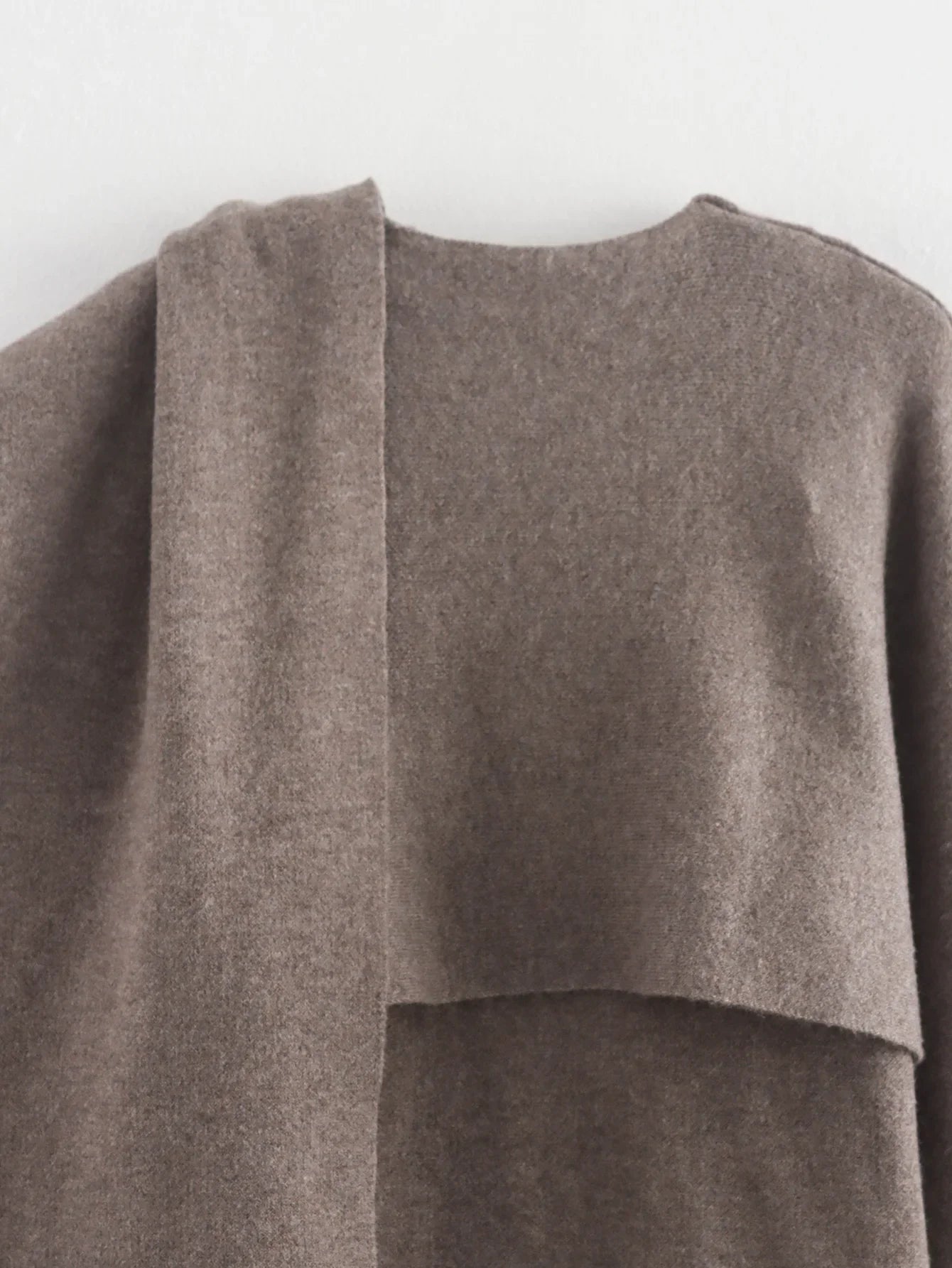 Ladies Autumn Winter Jacket Women Casual Commuter Coat Knitted Loose Oversize Coat Asymmetric Elegant Split Chic Scarf Jacket