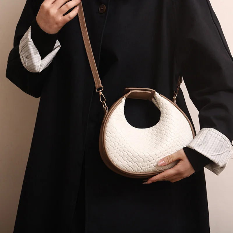 PU Leather Shoulder Bag Fashion Solid Color Lattice Crossbody Bag Small Bag Ladies Trend Luxury Designer Handbags