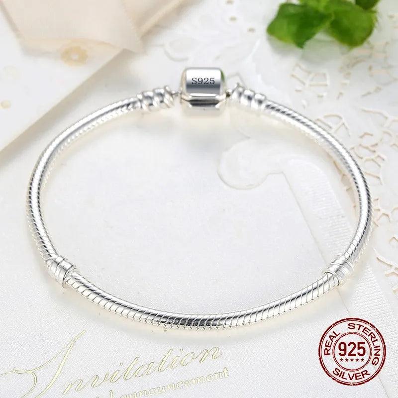 Handmade Original Fine Jewelry 925 Sterling Silver Charm Bracelet Soft Smooth Snake Bone Bracelets for Women - CRAVO ROSE