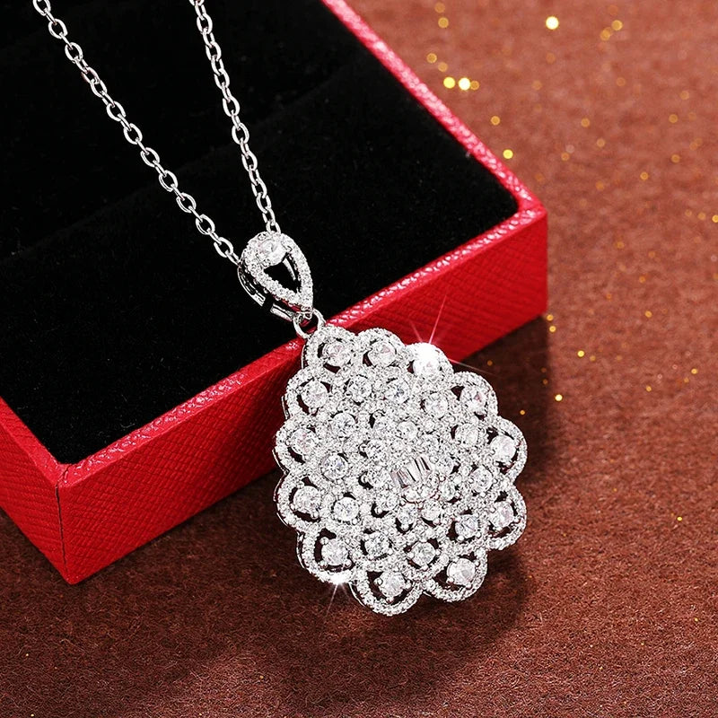 Huitan Gorgeous Female Necklace Full Bling Iced Out Cubic Zirconia Pendant Wedding Party Gift Luxury Necklace Jewelry for Women