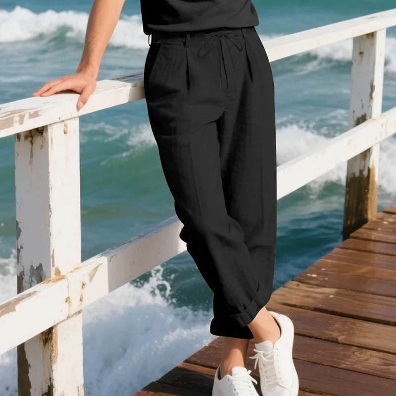 Men's Loose Casual Loose Straight Linen Naples Gurg Breathable Pants Men Clothing Trousers Traf Homme Pantalones Sweatpants