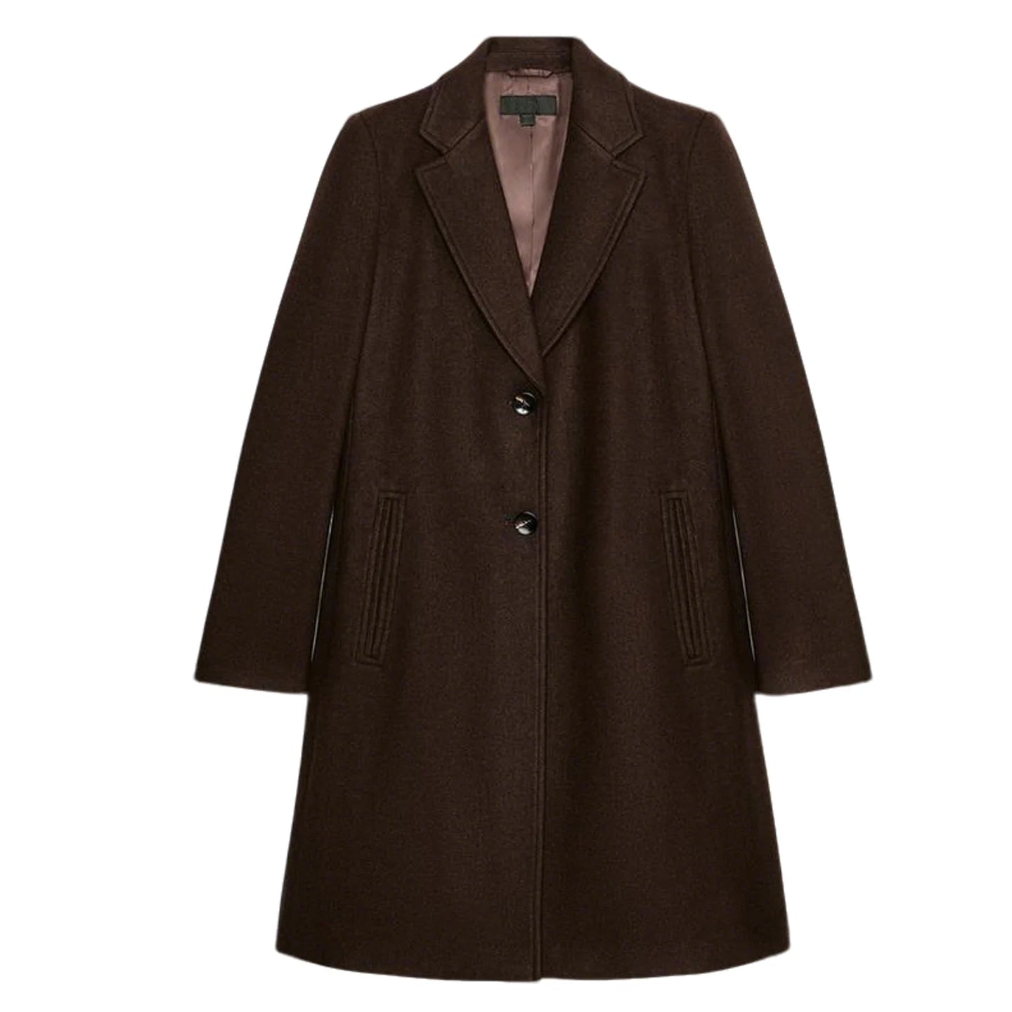 Winter New Women's Casual Long Sleeve Notch Collar Soft Shoulder Padded Coat Outerwear Polyester Fiber Straight Tube Type