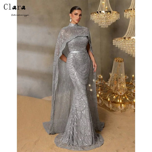 Clara Custom Crew Neck Beaded Fishtail Sleeveless Elegant Evening Dresses for Woman Luxury Women's Elegant Party Dress 2025 Prom