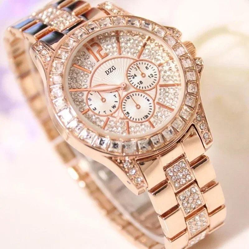 Fashion Women Watch with Diamond Watch Ladies Top Luxury Brand Ladies Casual Women's Bracelet Crystal Watches Relogio Feminino - CRAVO ROSE