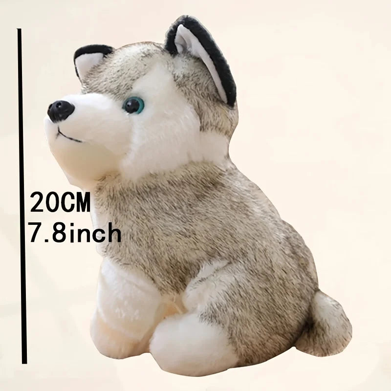 Brinquedos de pelúcia realistas de cachorro Husky fofo, bicho de pelúcia macio, brinquedos fofos para crianças, presente de aniversário para menina, brinquedo de cachorro fofo de desenho animado