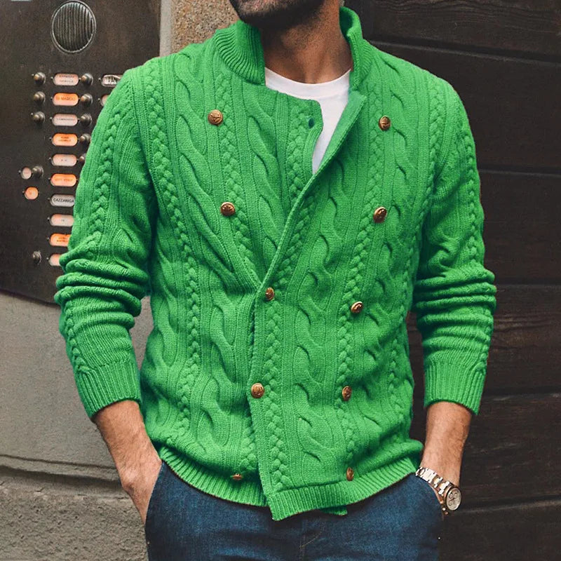New 2026 Autumn Winter Knitted Cardigan Men Double Breasted Sweater Coat Male Streetwear Winter Warm Turtleneck Men Clothing