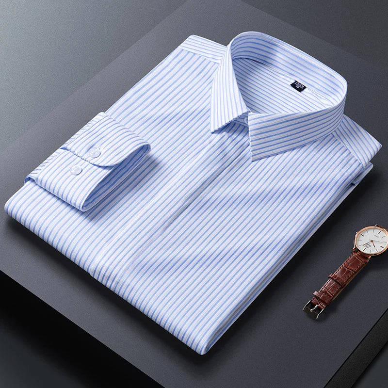 New Stretch Anti-Wrinkle Men's Shirt Modal Cotton Soft And Comfortable Business Social Tops Office Wear Easy Care Classic Style