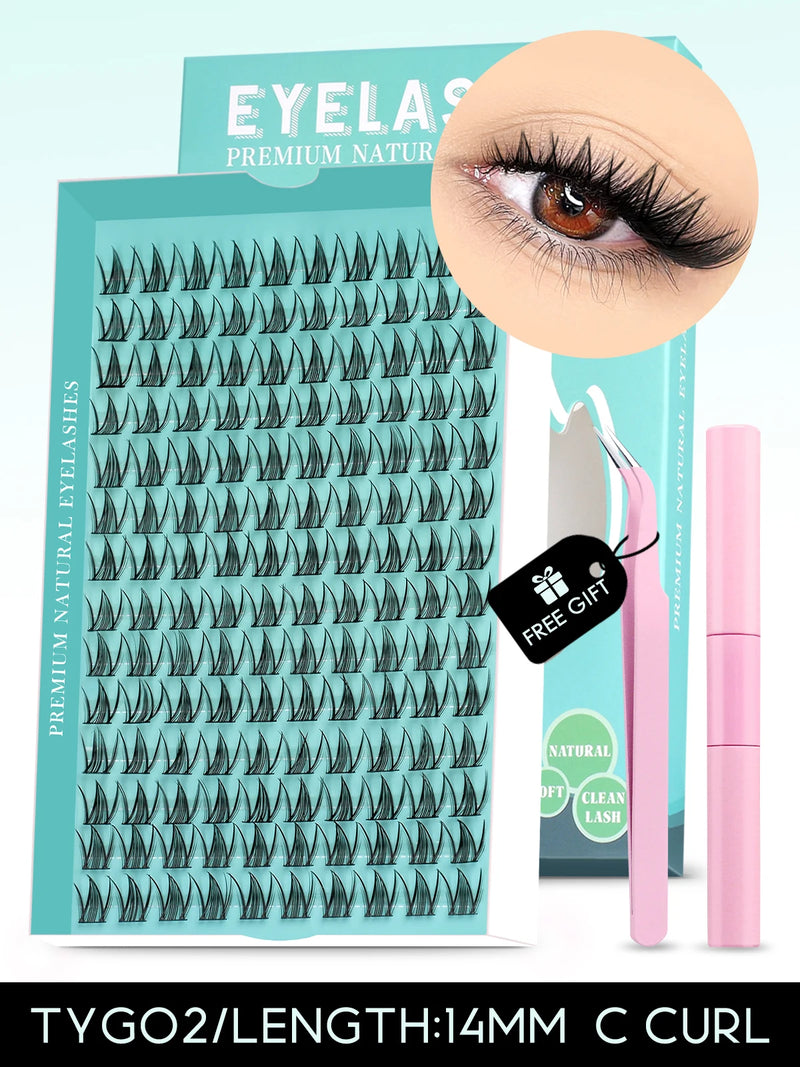 Kit de cílios postiços GROINNEYA faça você mesmo, cílios de manga de 10 a 18 mm, bandeja mista, conjuntos de cílios individuais, kit com cílios postiços faça você mesmo