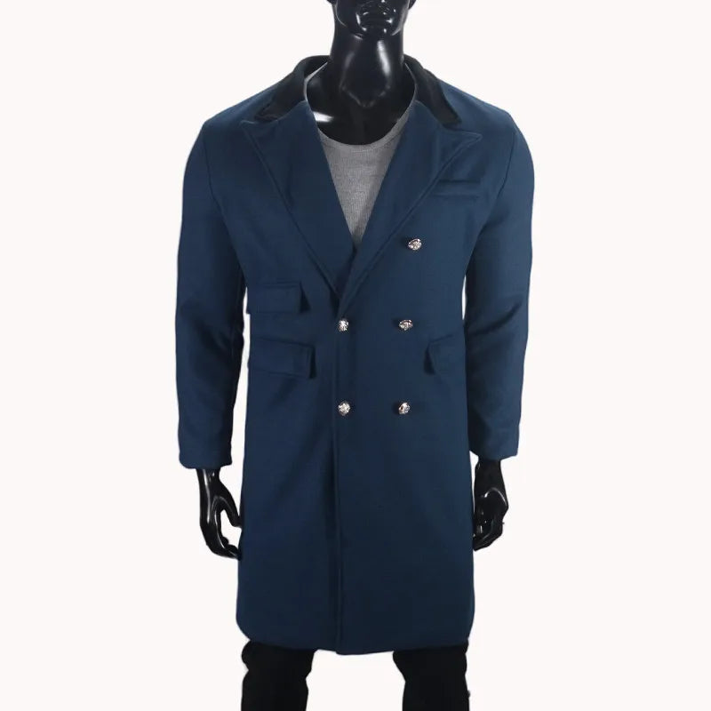 Coat Winter Men's Jackets Warm with Lining Men's Coat  X-Long Double Breasted Trench Multi-Pockets Male Clothing Eu Size M-XXL