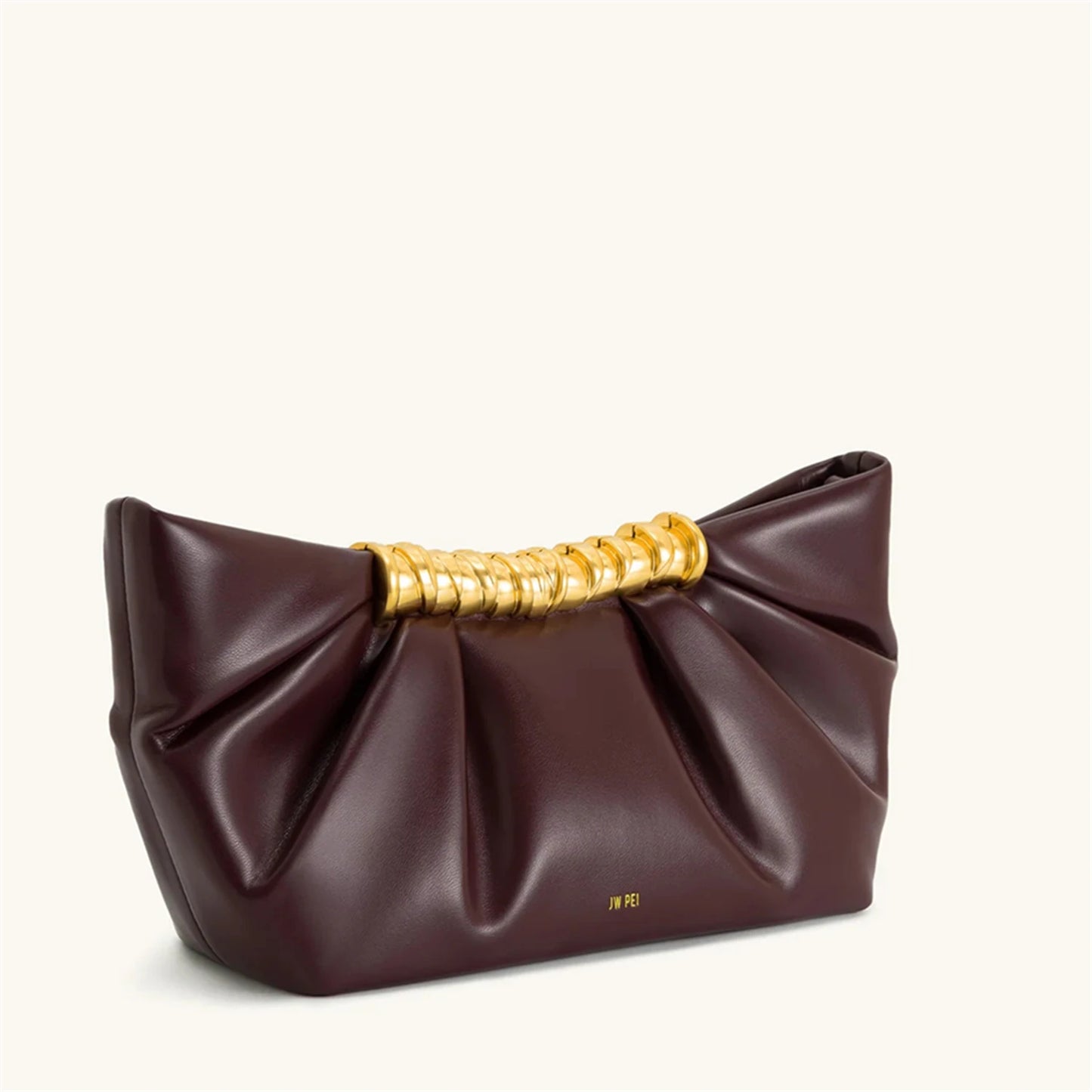 JW PEI Leia Bolsa de ombro plissada estilo francês, mini bolsa crossbody com corrente de metal, bolsa elegante para festa à noite e banquete, novo 2025 - CRAVO ROSE