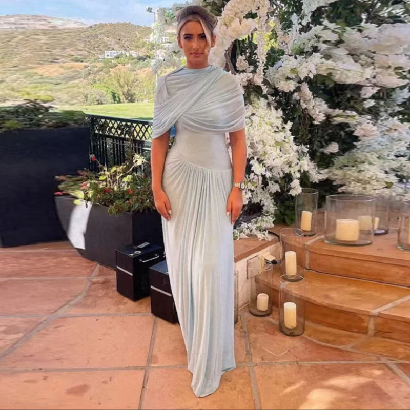 Vestido longo urbano feminino, sexy, plissado, estilo império, sem mangas, assimétrico, vestidos femininos, primavera/verão 2025, robe feminino chique