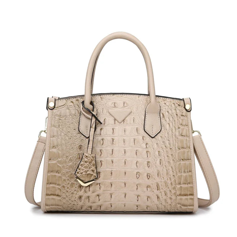 Women's Large Top-Handle Bag Vintage Crocodile Designer Shoulder Bag Quality Leather Crossbody Bag Messenger Commuter Sac A Main