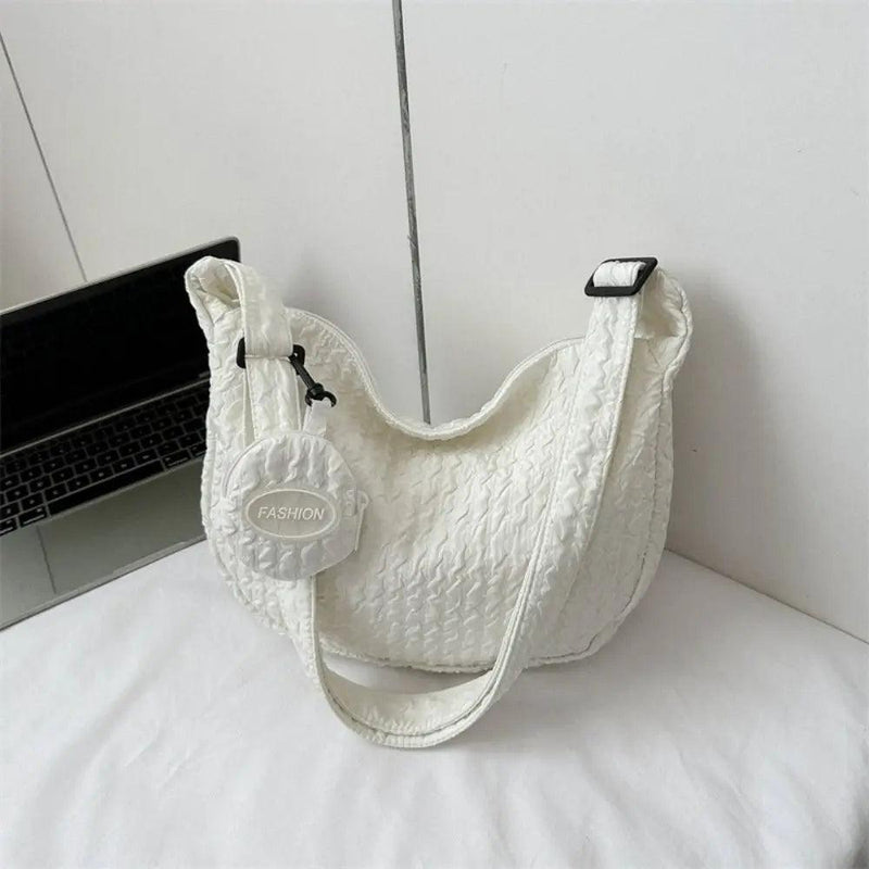 Nylon Crossbody Bag Ruched Design Satchel Bag Shoulder Bag Pleated Cloud Bag Korean Style Bag for Girl Women - CRAVO ROSE