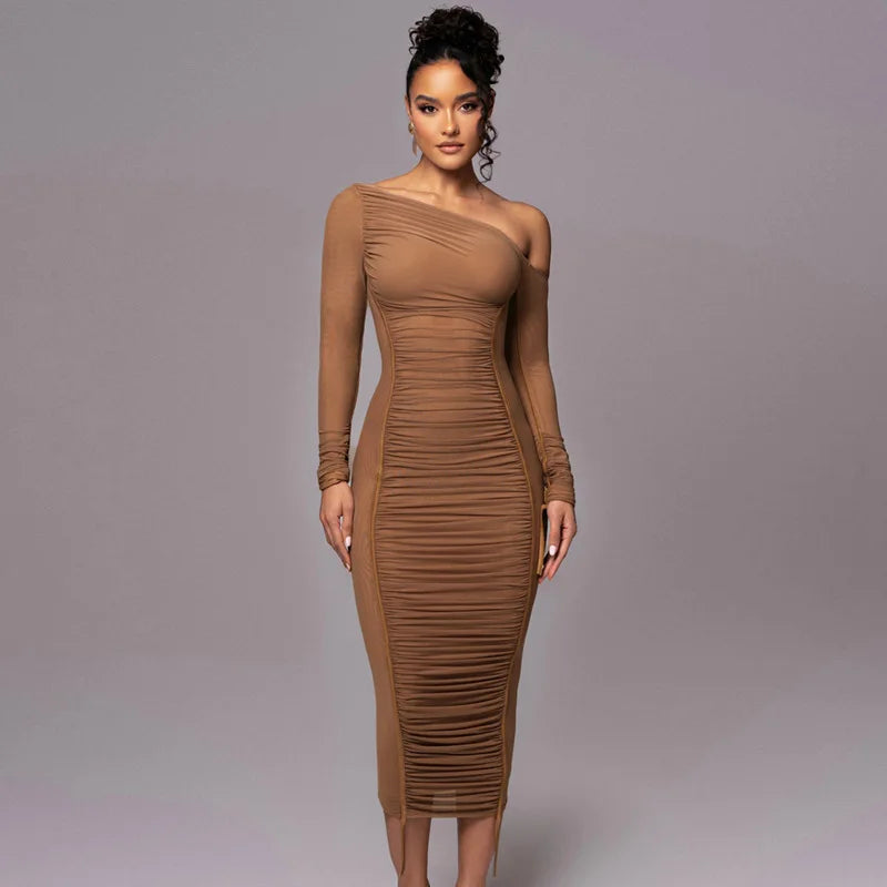European American Temperament Elegant Aesthetics Slim Hip Long Sleeve Ribbon Dress Summer Fashion INS Casual Women Evening Dress