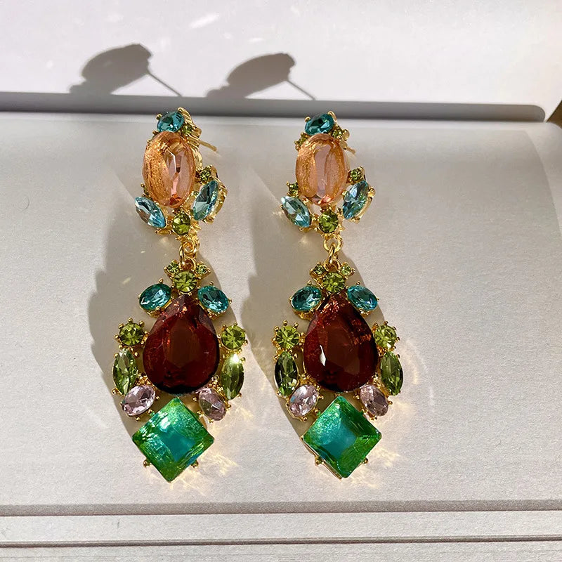 Draweye Hyperbole Crystal Necklaces for Women Water Drop Vintage Elegant Jewelry Medieval Style Party Collares Para Mujer