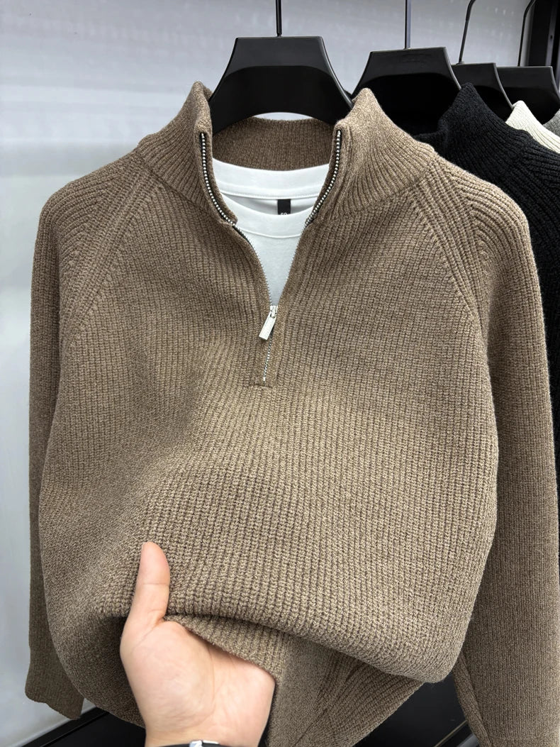 Men's Sweater Half Zipper Winter Thick Korean Edition Casual Loose Stand Up Collar Undercover