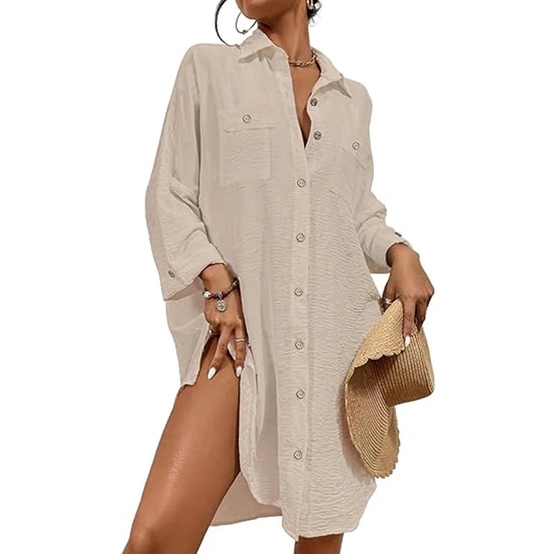 Blusa de maiô moderna feminina, camisa com botões e vestido top