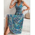 Fashion Sleeveless Maxi Boho Dress Women 2024 Summer Print Elastic Waist Bohemian Elegant Tank Long Dresses For Women Robe Femme