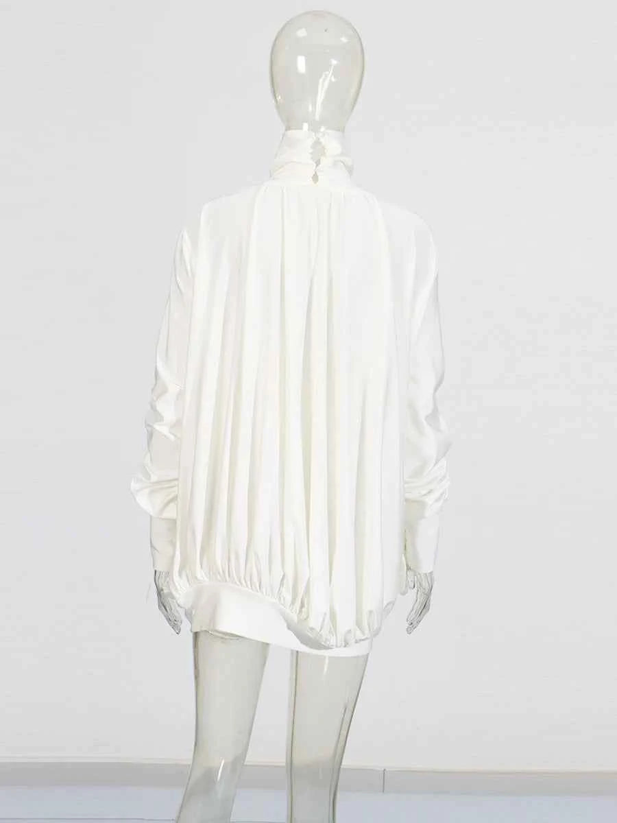Solid Spliced Appliques Dresses For Women Turtleneck Long Sleeve High Waist Hollow Out Temperament Dress Female New