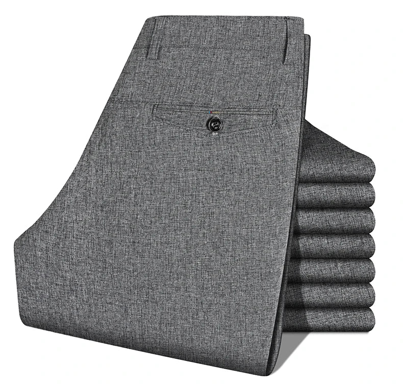 2026 Mens Trousers Dress Straight Pants Spring Summer Male Work Suit Pants Husband Father Black Grey Formal Pants