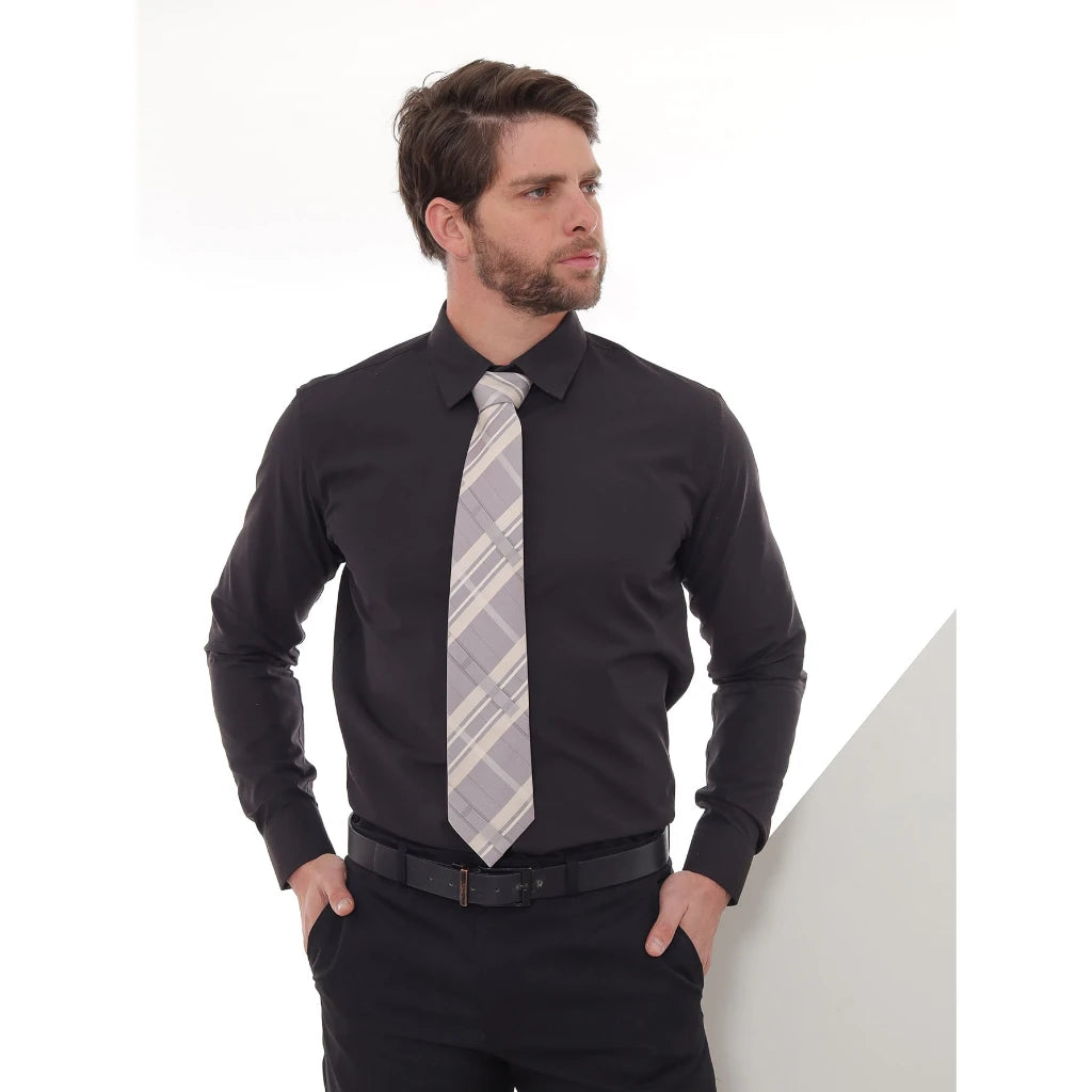Men's KIT 2 Pieces-Black Slim Social Shirt and Slim Blue Social Shirt Baby