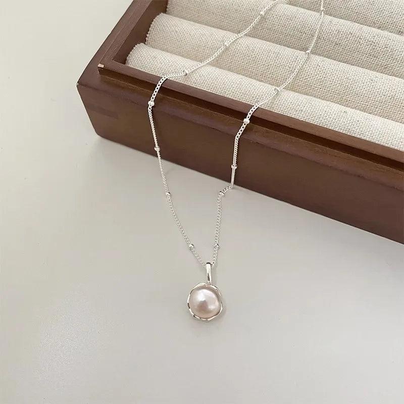 New Trendy Fashion 925 Silver Pearl Simple Elegant Thin Chain Pendant Necklace for Women Girl Jewelry Dropship Wholesale - CRAVO ROSE