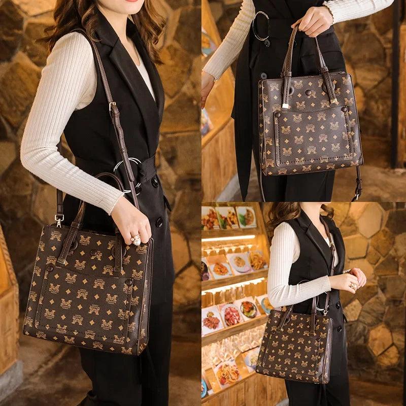 2024 Nova Bolsa Feminina Grande Capacidade Vintage Versátil Bolsa Tote Estampada Bolsa de Ombro Único Bolsa Crossbody Para Senhoras