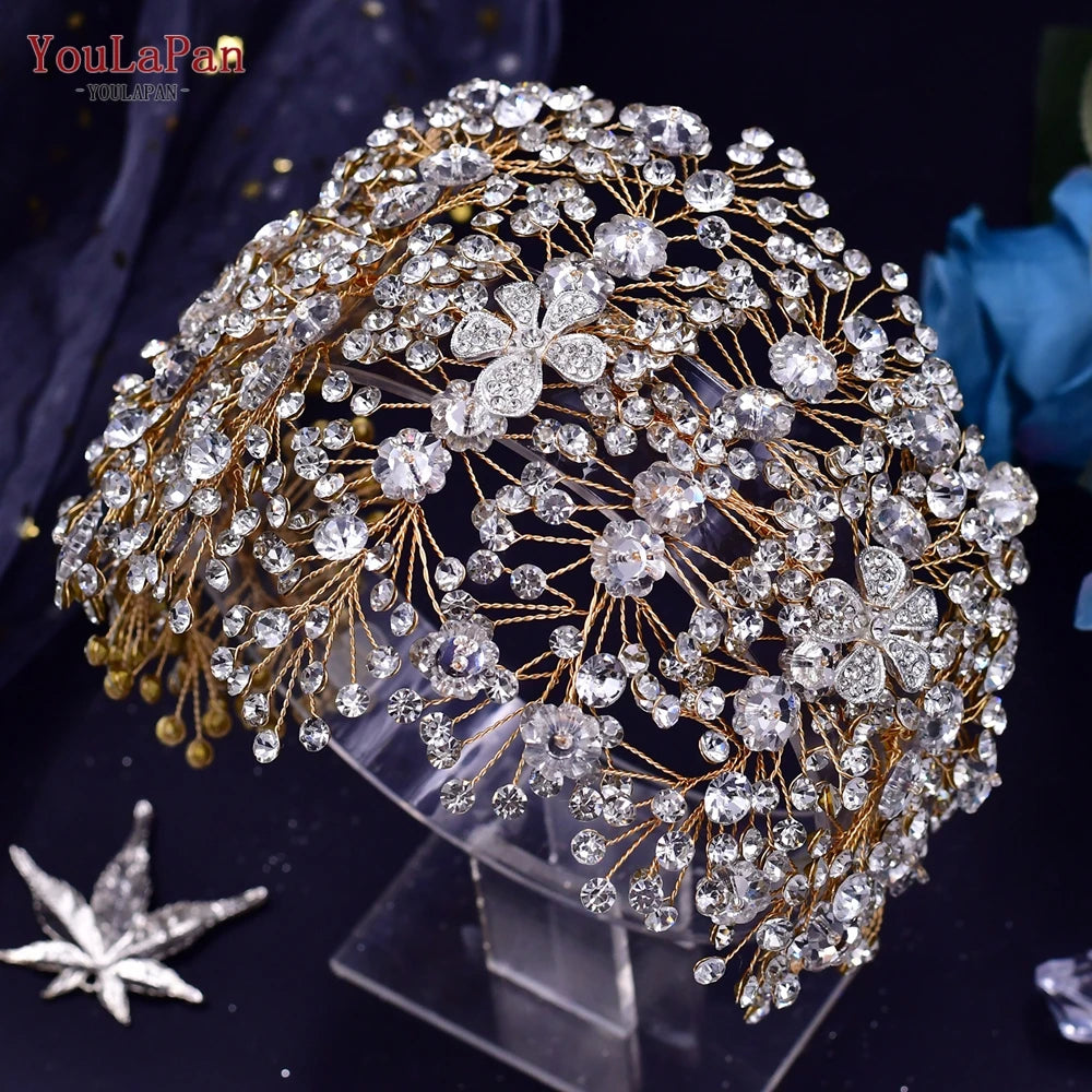 YouLaPan Bridal Crown Wedding Headband Rhinestone Brides Diadem Pageant Wedding Hair Accessories Woman Tiara and Headdress HP240