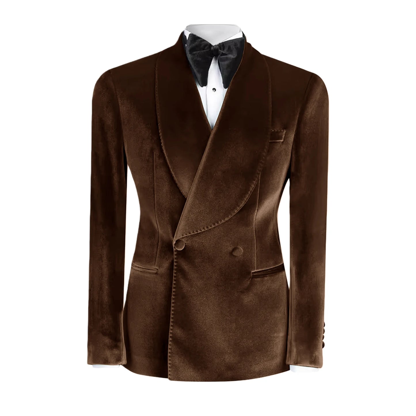 Formal Velvet Men's Suits Blazer Double Breasted Jacket 1 Piece Elegant Slim Fit Male Clothing Wedding Men Business Casual Coats