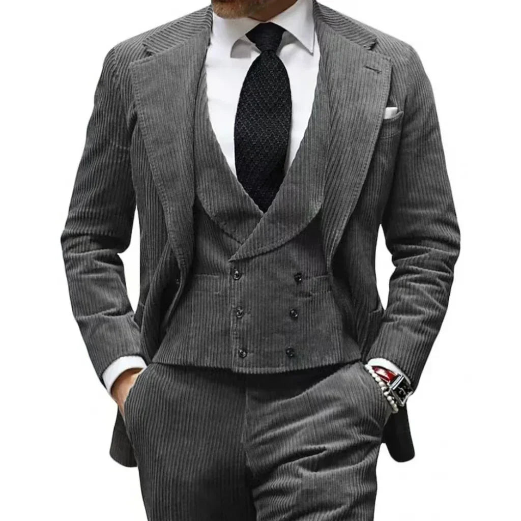 Velveteen-Men's Warm Velvet Suit, 3-Piece Set, Men's Clothing, Perfect for the Season