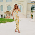 Sleeveless Floral Print Suspender Dress Women Fashion V-neck Slim Maxi Dresses 2023 Summer Chic Female Beach Party Club Robe - CRAVO ROSE