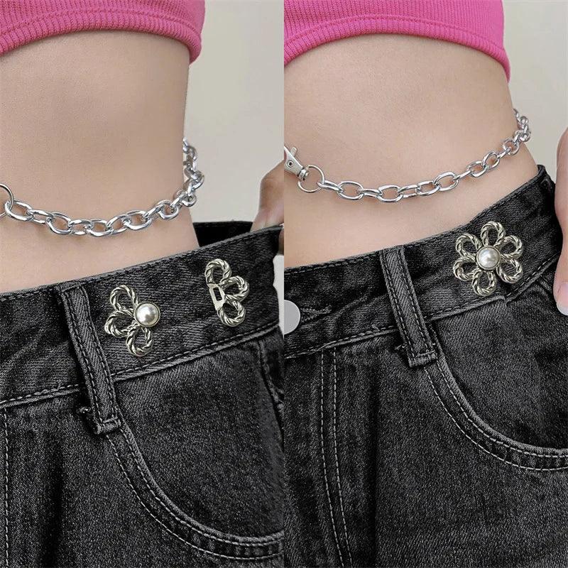 Clover Adjustable Pants Fastener Clips for Pants Waist Button Pin Retractable Loose Button for Jeans Perfect Fit Reduce Waist - CRAVO ROSE