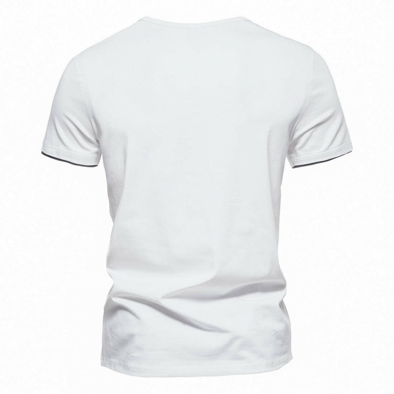 Mens Short Sleeve Henley Shirts Casual Cotton Slim Fit Basic Summer V Neck T-Shirt