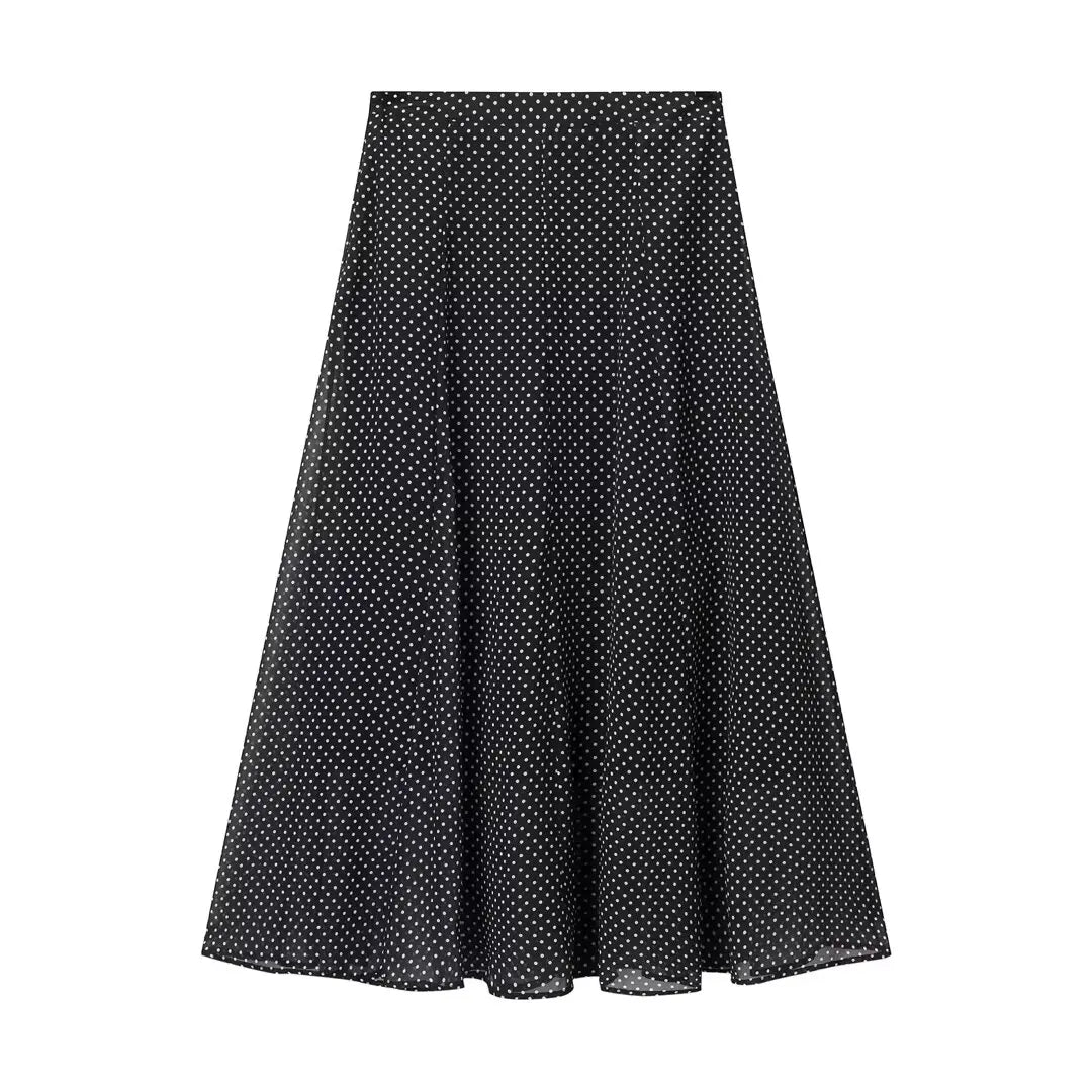 CharmChant Women's Polka Dot Sheer Chiffon Oversized Shirt & Maxi Skirt 2 Piece Set Spring 2026 Retro Elegant Chic Party Outfits