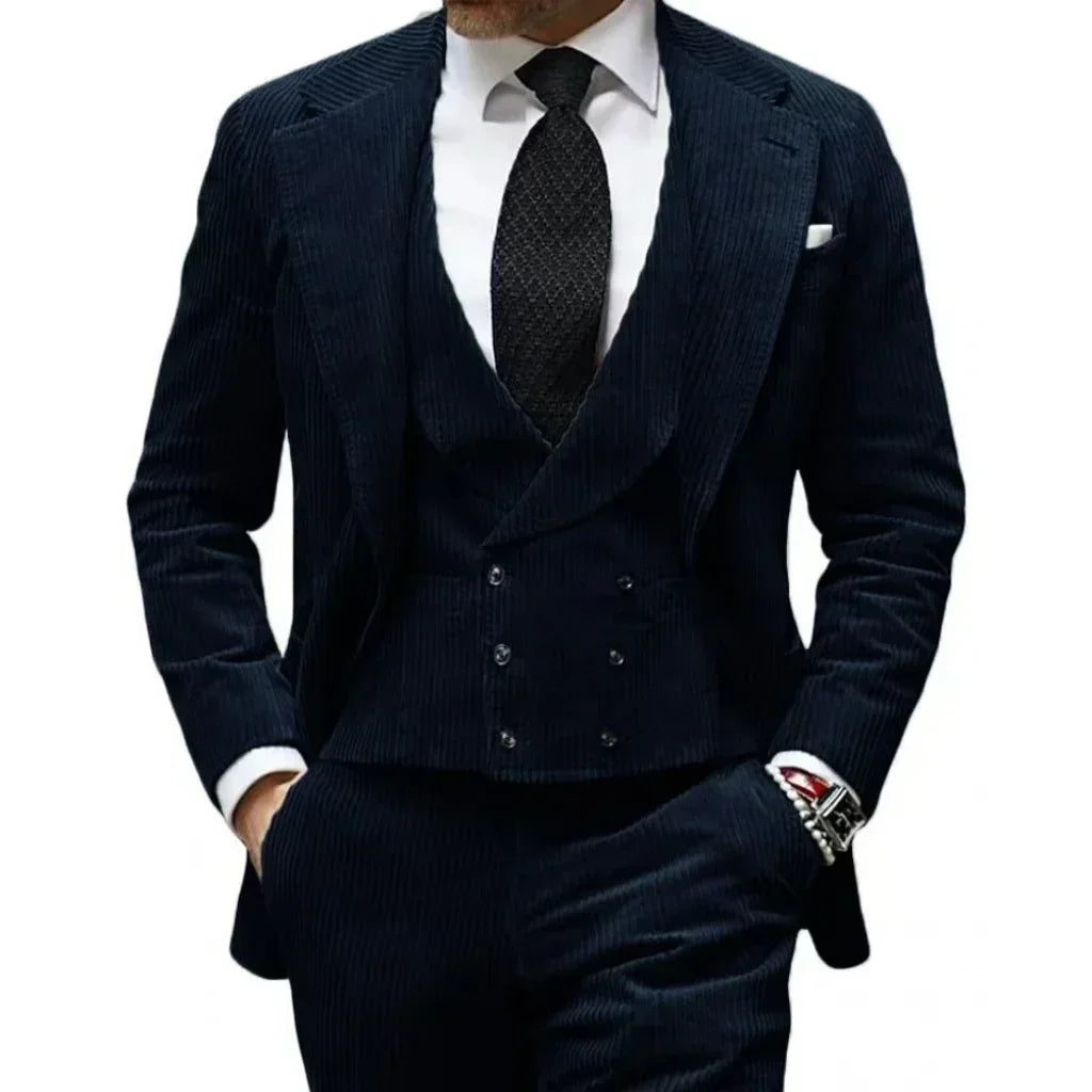 Velveteen-Men's Warm Velvet Suit, 3-Piece Set, Men's Clothing, Perfect for the Season
