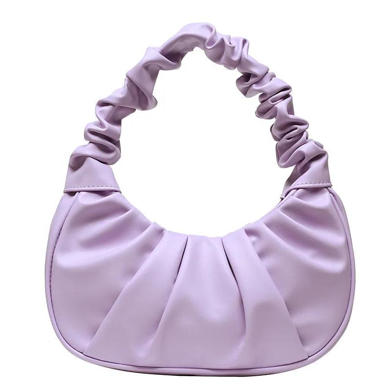 Fashion Pleated Cloud Handlebags Womens Soft PU Bags Leisure Armpit Bag Shopping Shoulder Tote Underarm Handbag Female Hand Bags - CRAVO ROSE