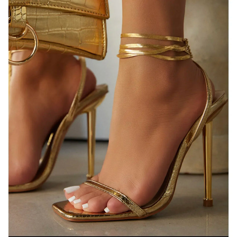 Bombas Mulheres Sandálias De Salto Quadrado Slingbacks Mulheres Sexy Salto Alto Vestido Festa Salto Fino Sandálias
