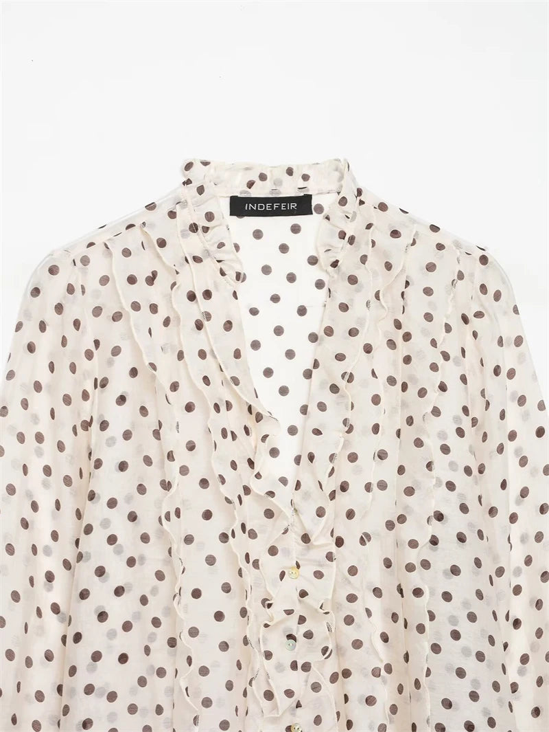Women Shirt 2025 New Fashion Autumn Long Sleeve Layered Decorative Blouse for Women Casual Chic V-neck Ladies Top