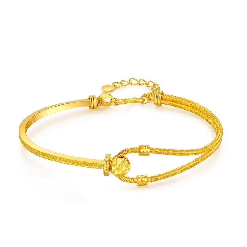 9999 24K real gold Spring horseshoe buckle bracelet C-shaped interlocking bracelet Adjustable AB chain bracelet - CRAVO ROSE