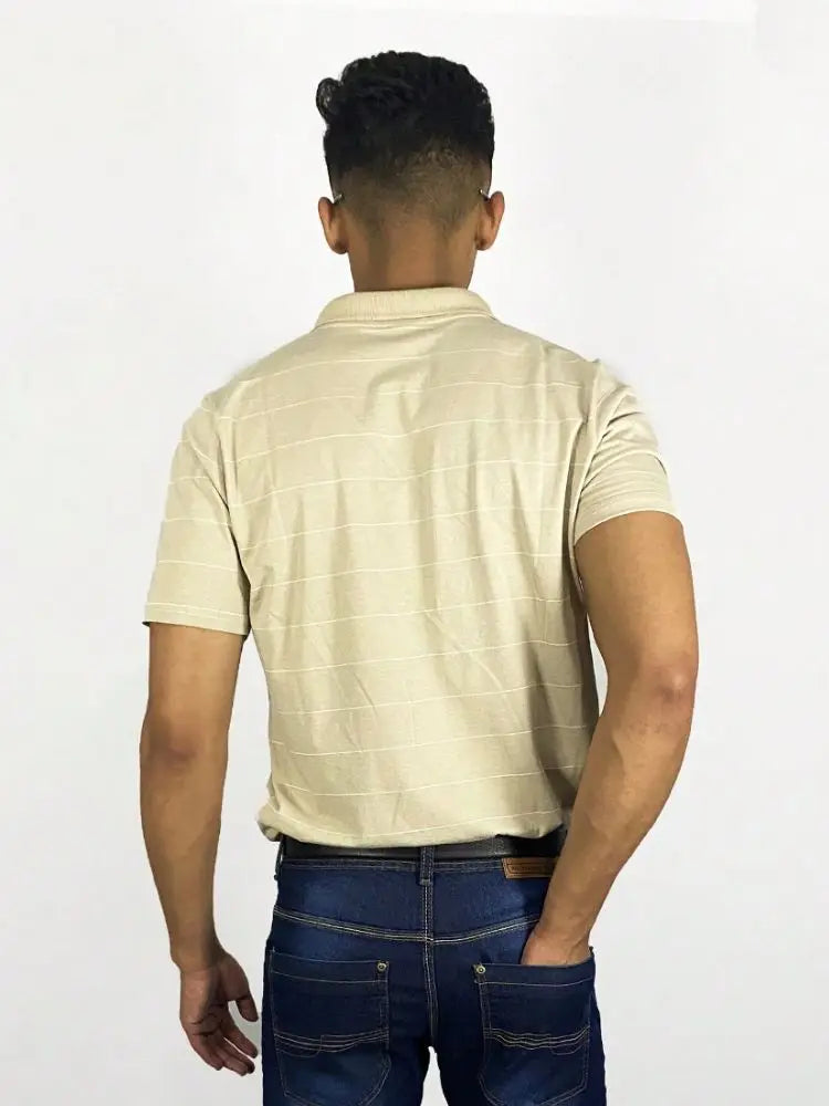 Beige Polo Striped Shirt