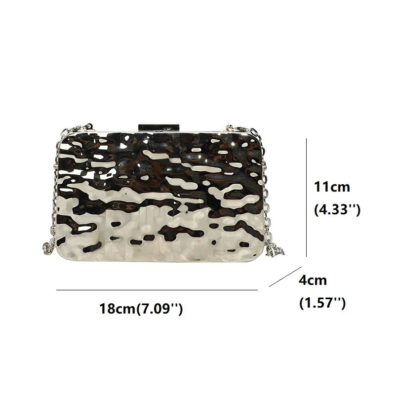 Women Geometric Evening Bag Clutch Bags Gold Acrylic Box Elegent Chain Female Handbag for Party Shoulder Bag for Wedding/Dating