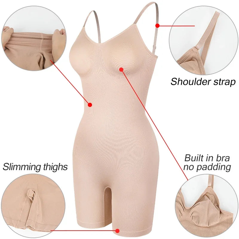 SLIMBELLE Women's Full Body Shaper Bodysuits Tummy Control Butt Lifter Slim Underwear Shapewear Thigh Slimmer Shorts One-Piece