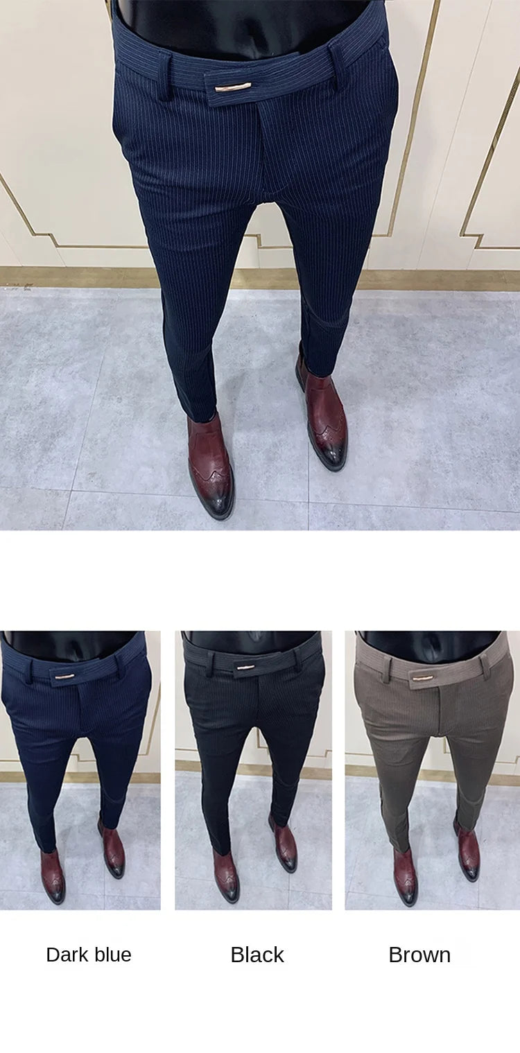 Men Suit Pants Formal Trousers Stretch Slim Pantalone Hombre Calça Masculina Solid Color Casual Dress Pants Fashion Men Clothing